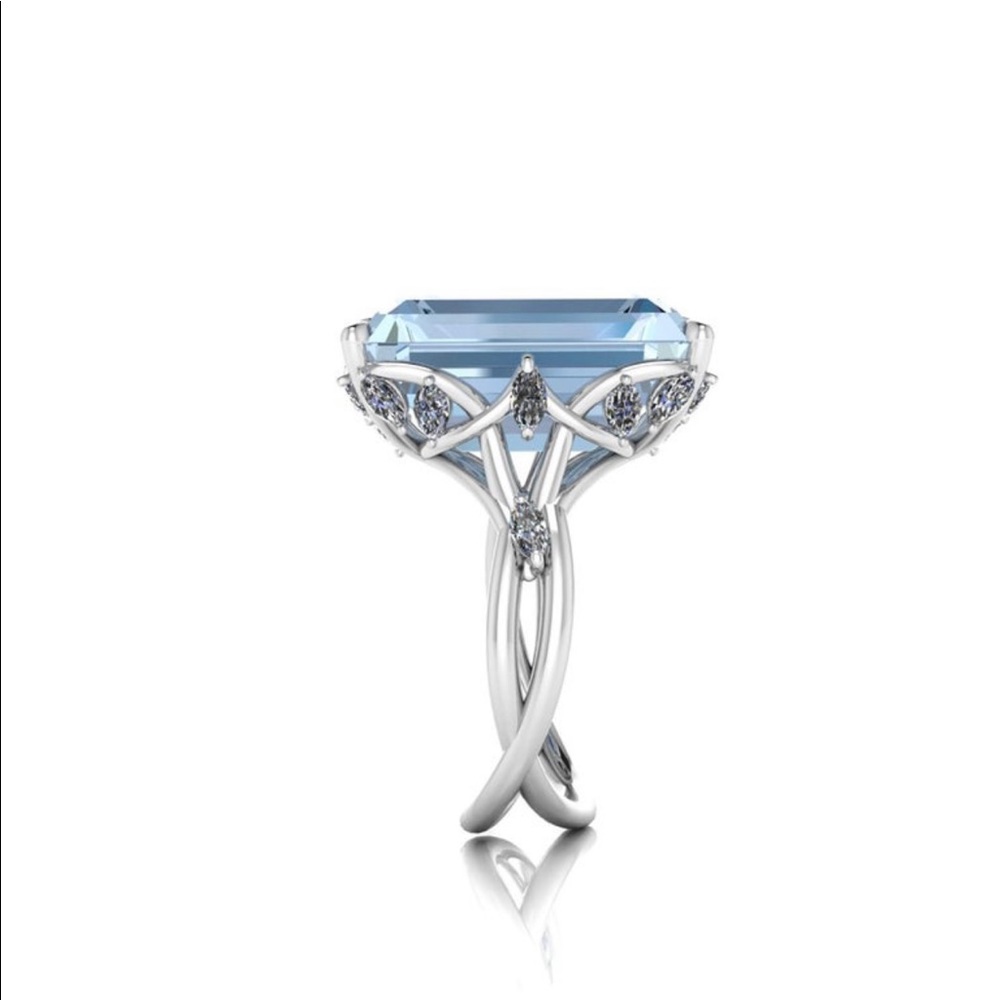 Ferrucci 12.45 ct emerald cut aquamarine gemstone ring. GIA Certified! - Picture 7 of 12
